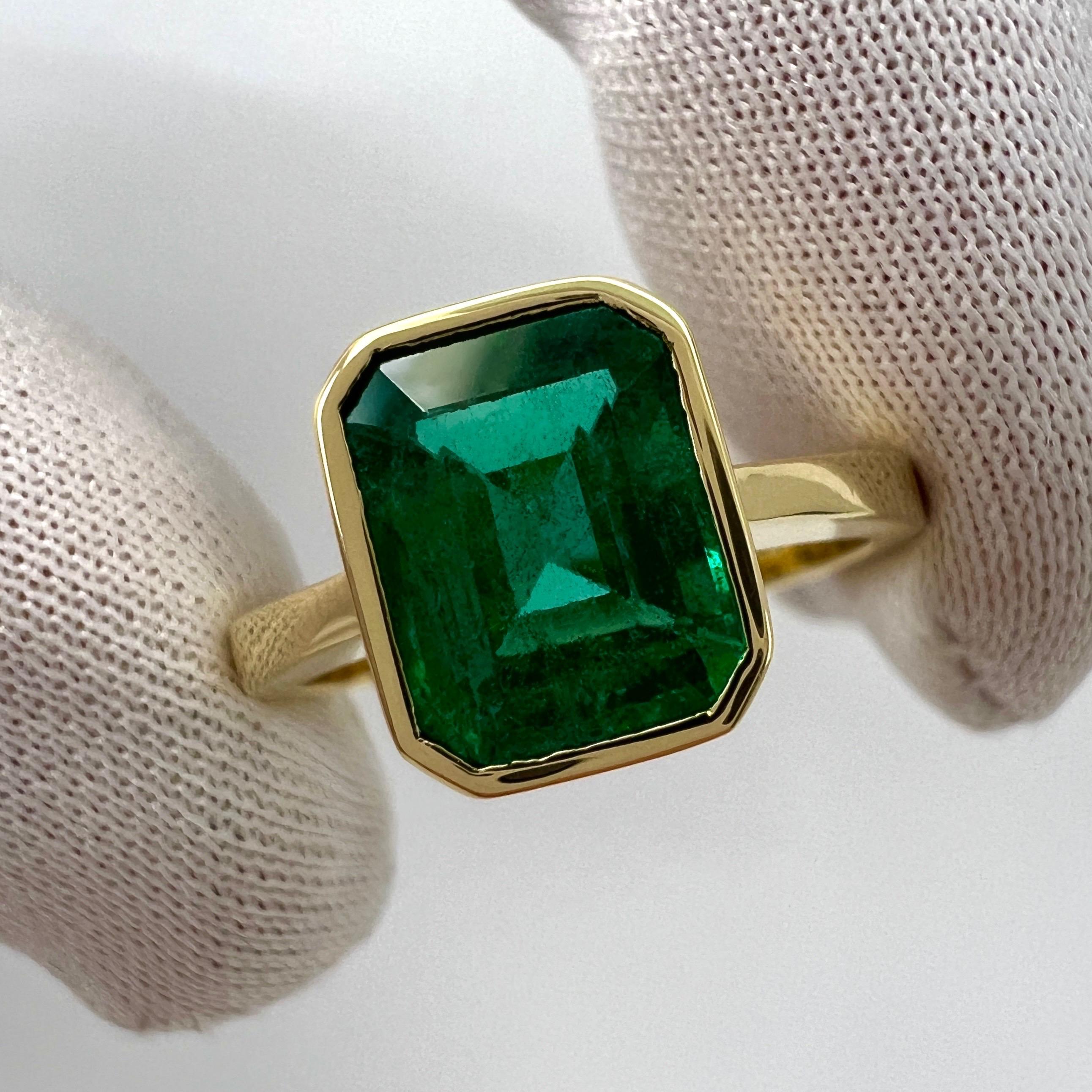 IGI Certified 1.94ct Emerald 18k Yellow Gold Rubover Bezel Solitaire Band Ring 3
