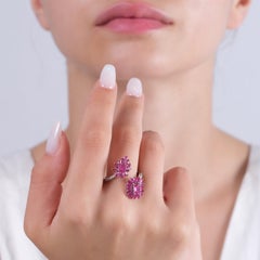 Anillo floral con rubí natural de 1,95 quilates y diamantes, certificado por IGI, en oro de 14K