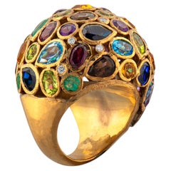 IGI Certified 19.50 Carat Diamond and Multigem Statement Ring