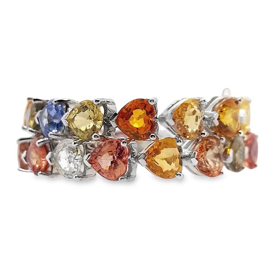 IGI Certified 19.53 Carat Natural Multi-Color Sapphires 14k White Gold Bracelet 1