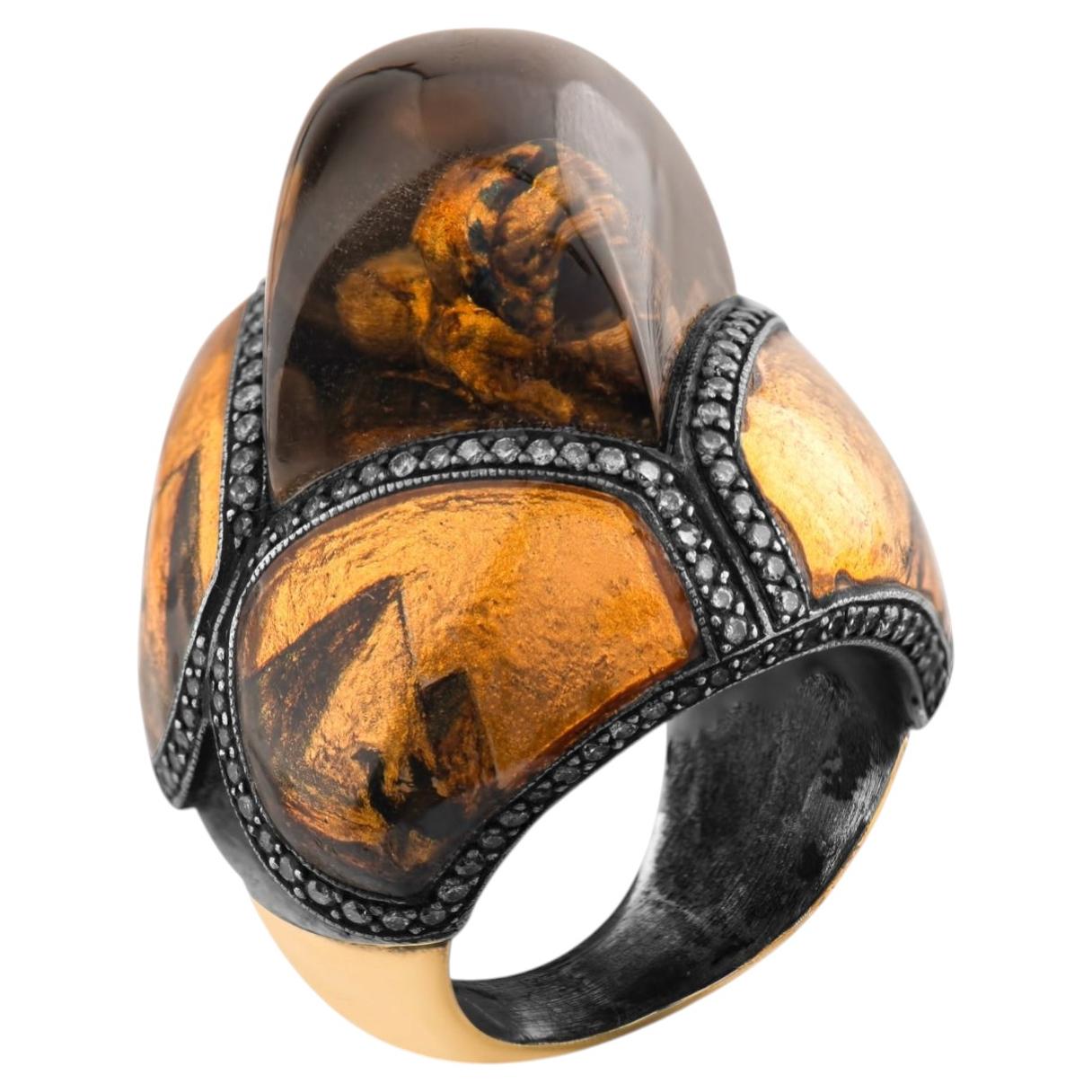 IGI Certified 1.96 Carat Natural Diamond Ancient Egyptian Motif Statement Ring