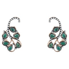 IGI Certified 1.98 Carat Natural Emerald and Diamond Drop Earrings in 8K Gold