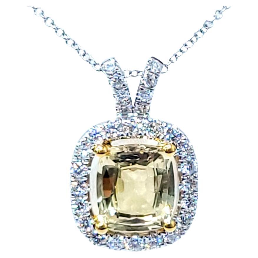 Ciondolo con zaffiro e diamante certificato IGI da 1,98 carati in oro bianco 18 carati