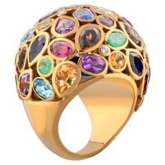 IGI Certified 19.83 Carat Diamond and Multigem Statement Ring 8K Gold
