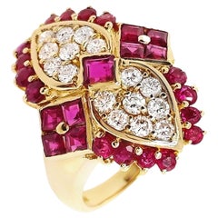 IGI Certified 1.98ct Natural Rubies 0.65ct Natural Diamonds 18K Yellow Gold Ring
