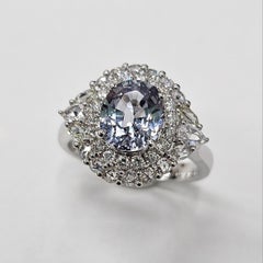 IGI Certified 1.99 Carat Unheated Sapphire & Diamond Ring in 18K WhiteGold
