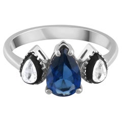 IGI-zertifizierter Statement-Ring mit einem natürlichen Saphir von 2 Karat und Diamanten aus 8K-Gold