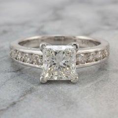 IGI Certified 2 Carat Princess Cut Diamond 14k White Gold Engagement Ring