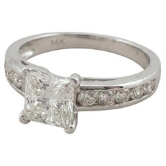 IGI Certified 2 Carat Princess Cut Diamond 14k White Gold Engagement Ring