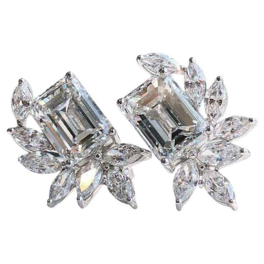 IGI Certified 2.00 Ct Natural Emerald Cut Diamonds F/VS 18k Gold Earrings
