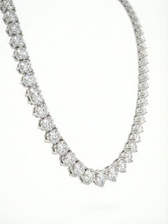 IGI Certified 20 Carat Diamond 14K White Gold Riviera Necklace