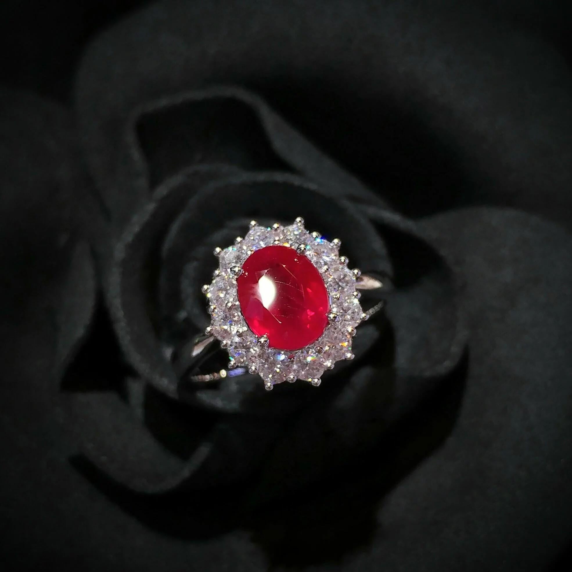 IGI Certified 2.00 Carat Burma Ruby & Diamond Ring in 18K White Gold For Sale 5