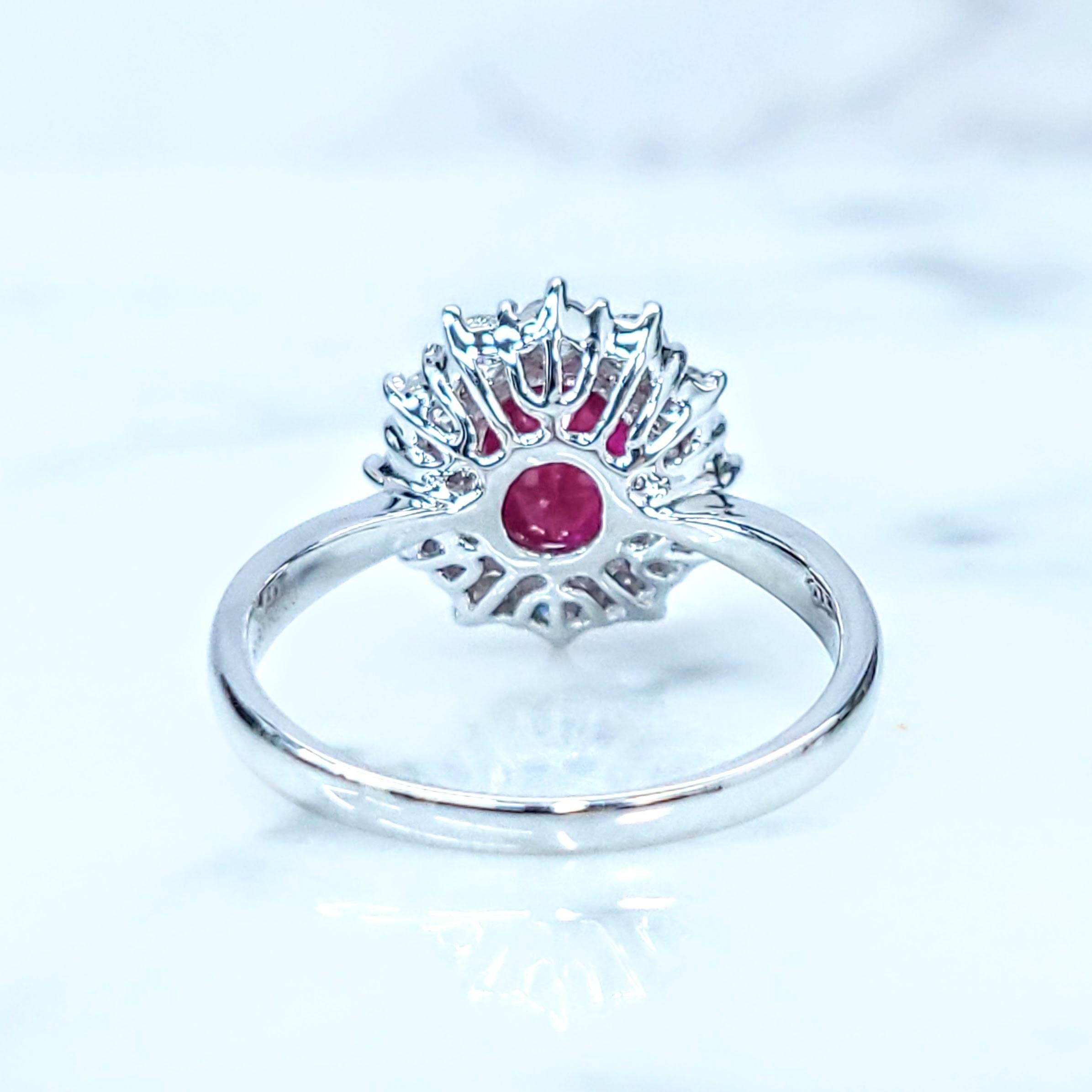 IGI Certified 2.00 Carat Burma Ruby & Diamond Ring in 18K White Gold For Sale 2