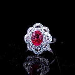 IGI Certified 2.00 Carat No Heat Pink Sapphire & Diamond Ring in 18K White Gold