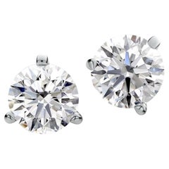 Boucles d'oreilles en or 18 carats avec diamants certifiés IGI de 2,00 carats, sans défaut interne EX 