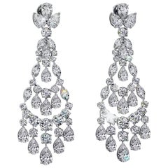 Certified 20.00 Carats Mixed Shape Diamonds 18K Gold Earrings