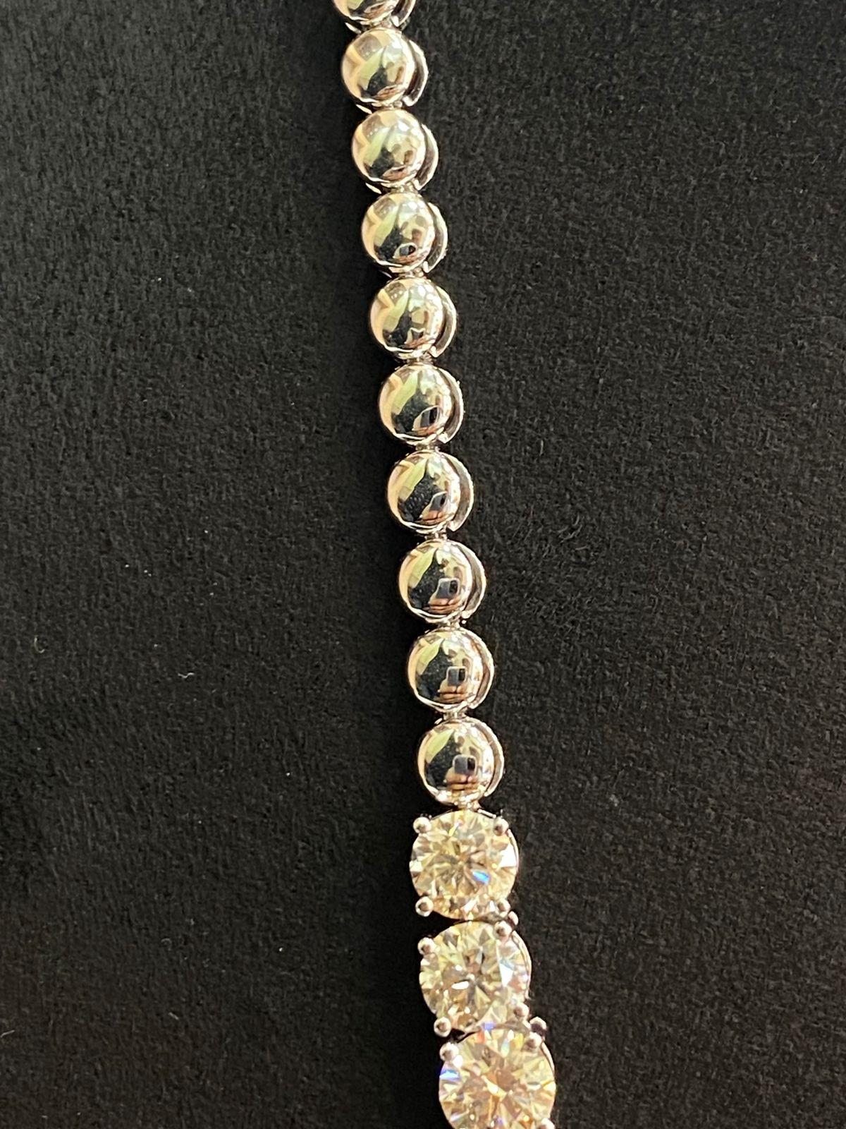IGI Certified 20.00 Ct  Graduation  Natural Diamonds Gold Tennis Necklace For Sale 4