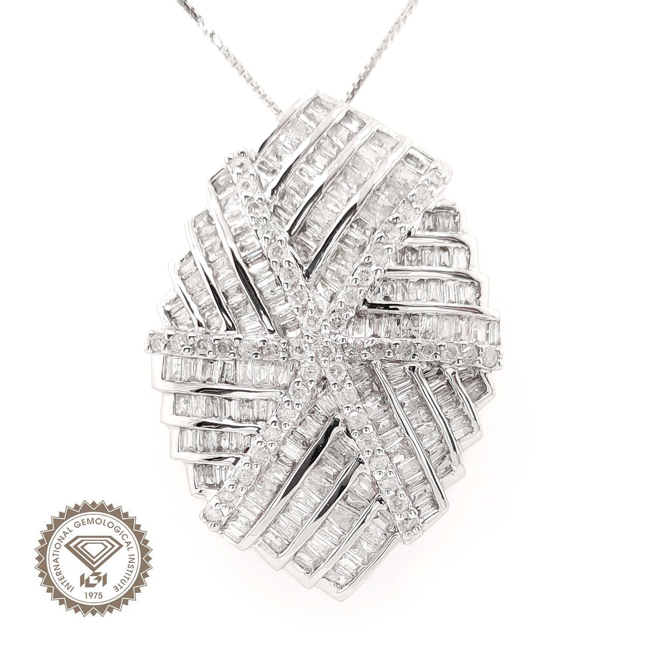 Collana in oro bianco 18 carati con diamanti naturali certificati IGI da 2,00 ct. in vendita 3