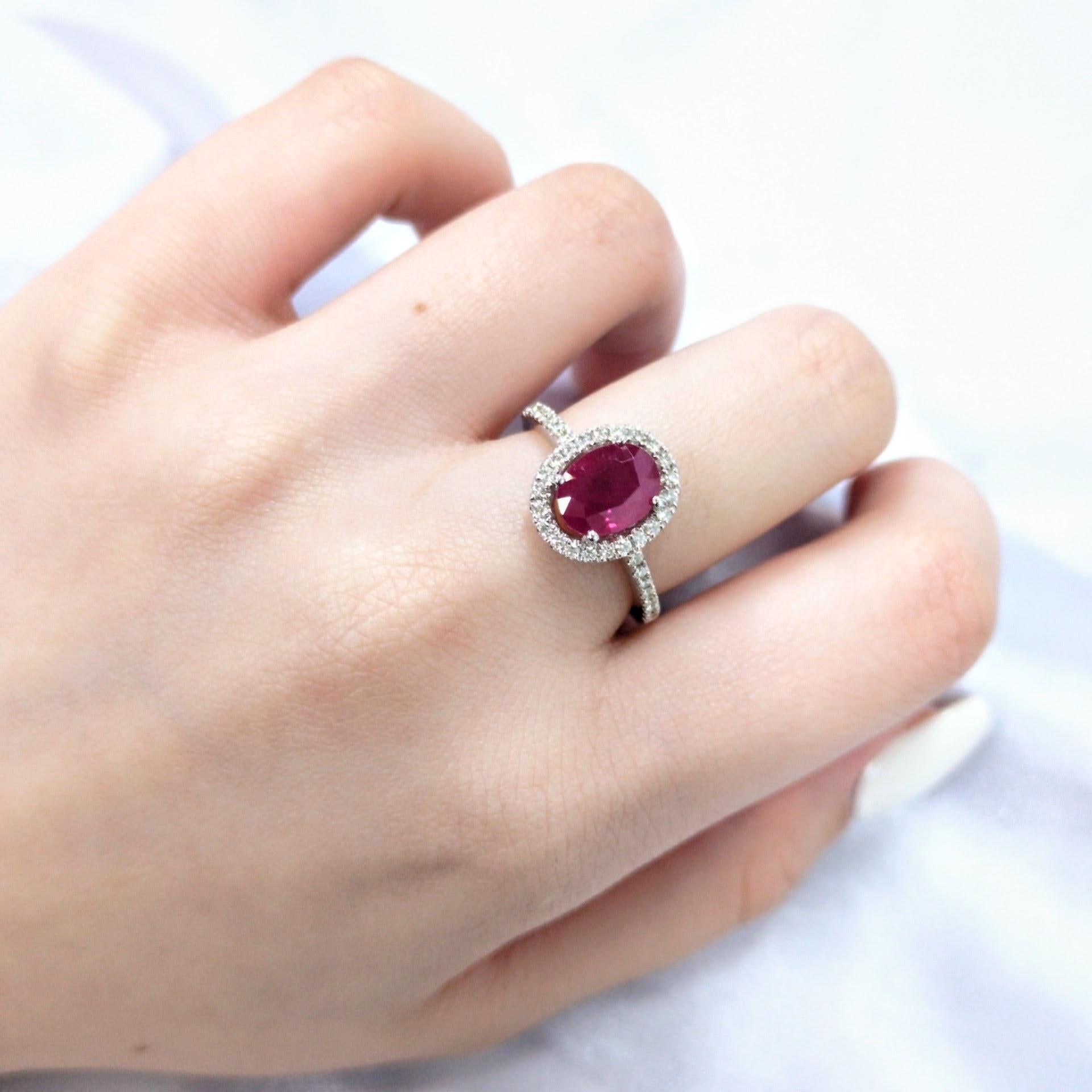 IGI Certified 2.01 Carat  Burma Ruby & Diamond Ring in 18K White Gold For Sale 4