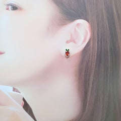 IGI Certified 2.01ct Sapphire, Tsavorites and Diamond Earrings in 18K White Gold