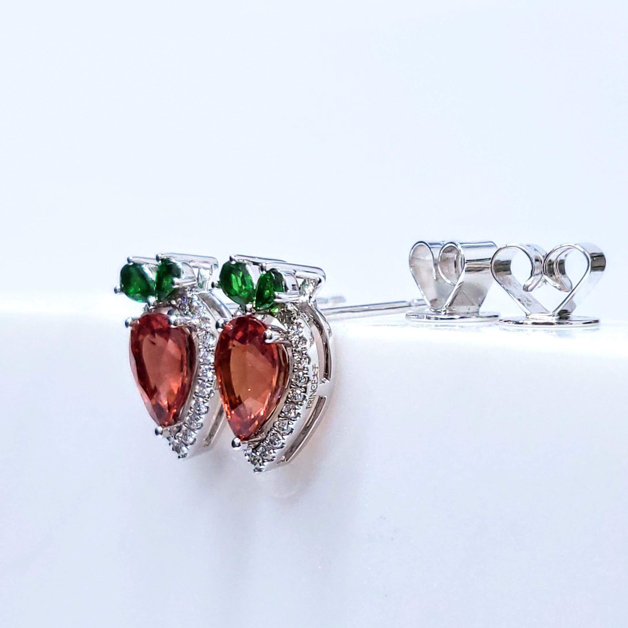 De las mujeres Pendientes de Zafiro, Tsavoritas y Diamantes de Oro Blanco de 18 K con Certificado IGI de 2,01 ct en venta