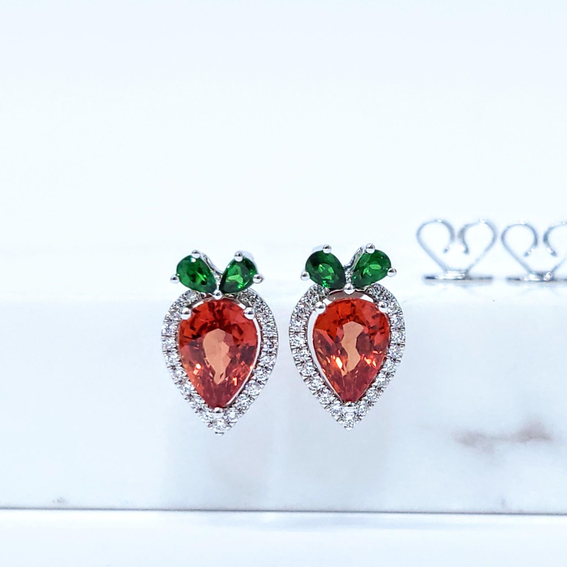 Pendientes de Zafiro, Tsavoritas y Diamantes de Oro Blanco de 18 K con Certificado IGI de 2,01 ct en venta 1