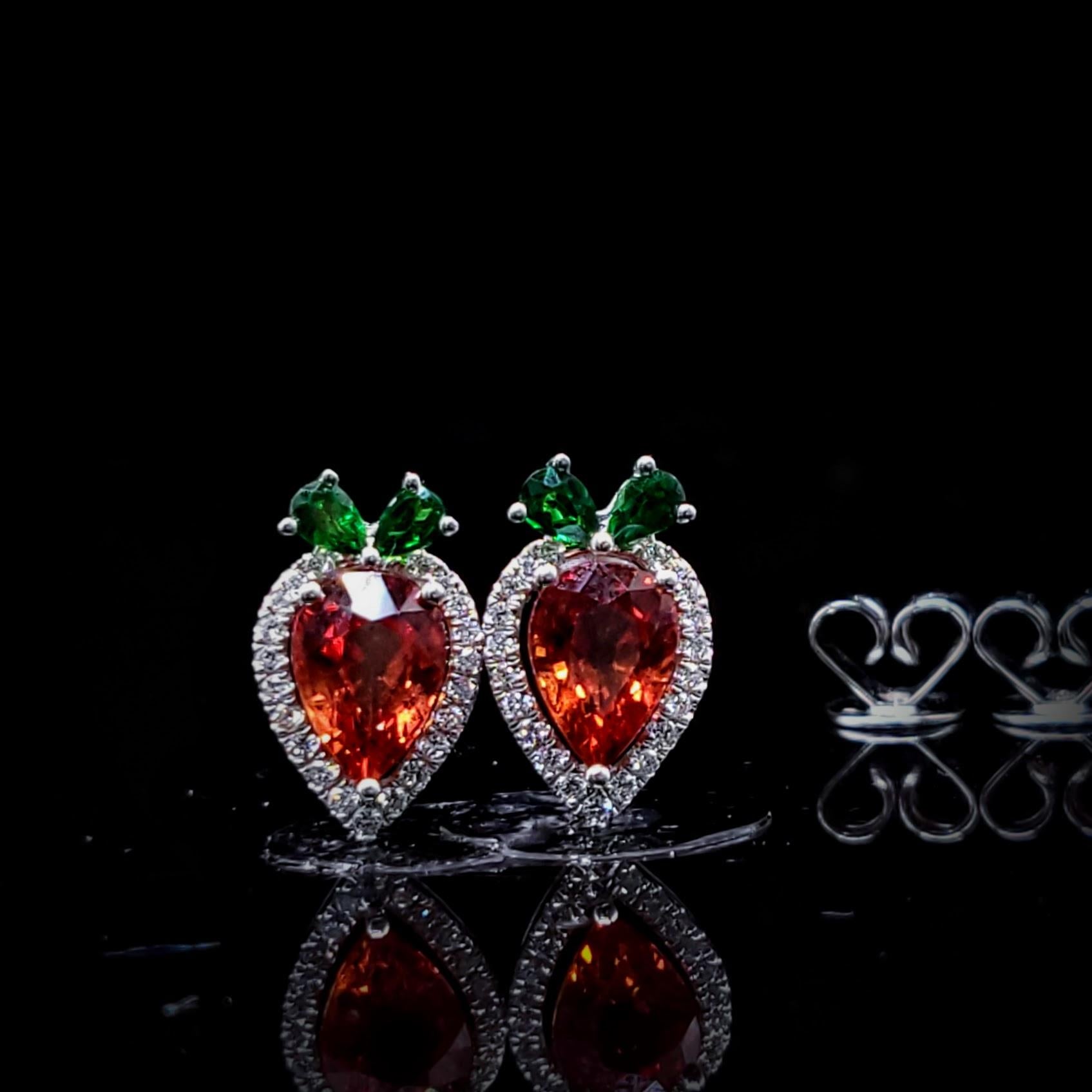 Pendientes de Zafiro, Tsavoritas y Diamantes de Oro Blanco de 18 K con Certificado IGI de 2,01 ct en venta 3
