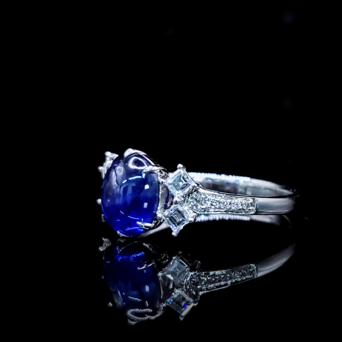IGI Certified 2.02 Carat Blue Sapphire & Diamond Ring in 18K White Gold For Sale 1