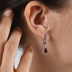 IGI Certified 2.02 Carat Natural Garnet and Diamond Drop Earrings in 14K Gold