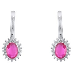 IGI Certified 2.02 Carat Natural Garnet and Diamond Drop Earrings in 14K Gold