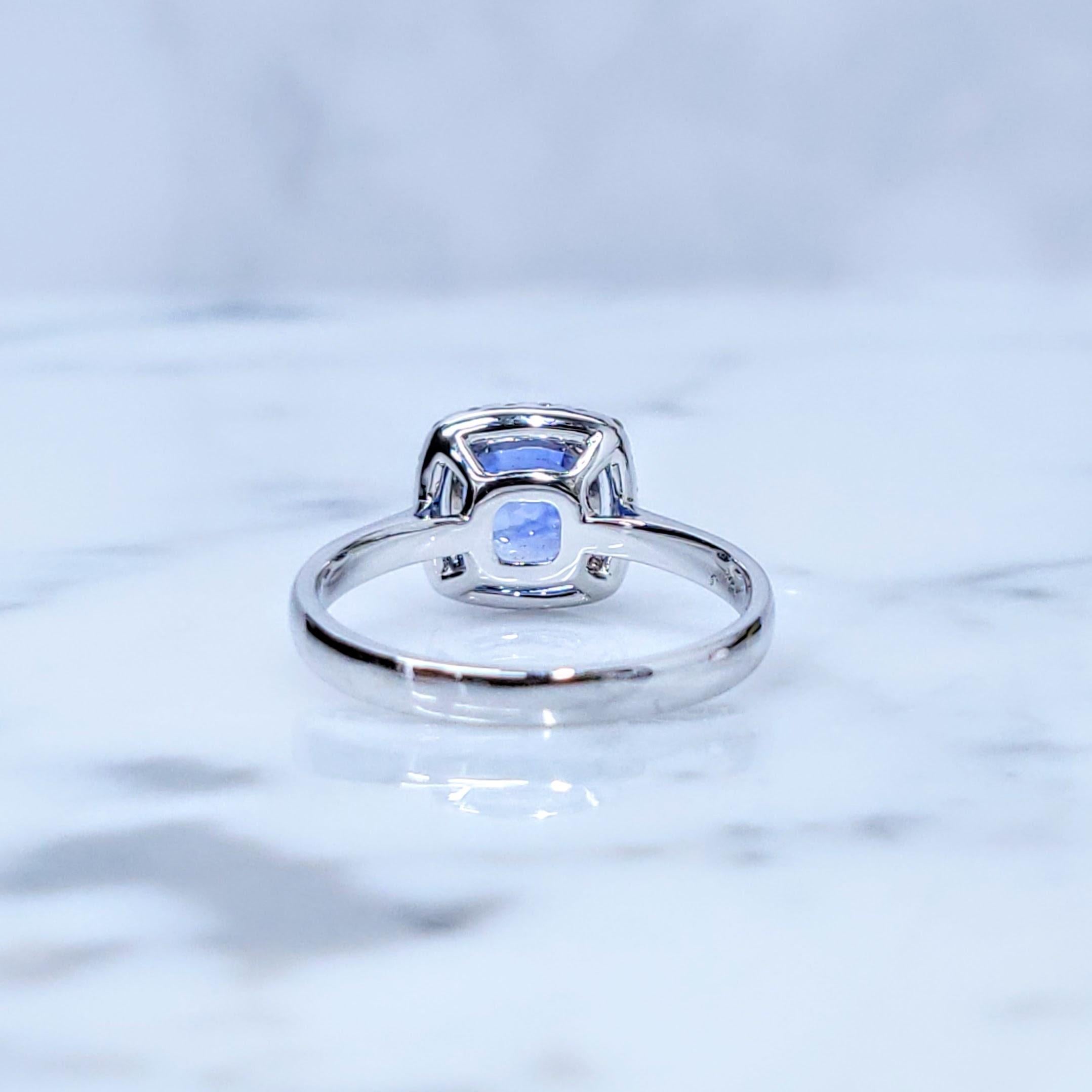 Anillo de zafiro y diamante de oro blanco de 18 quilates con certificado IGI de 2,02 quilates en venta 2