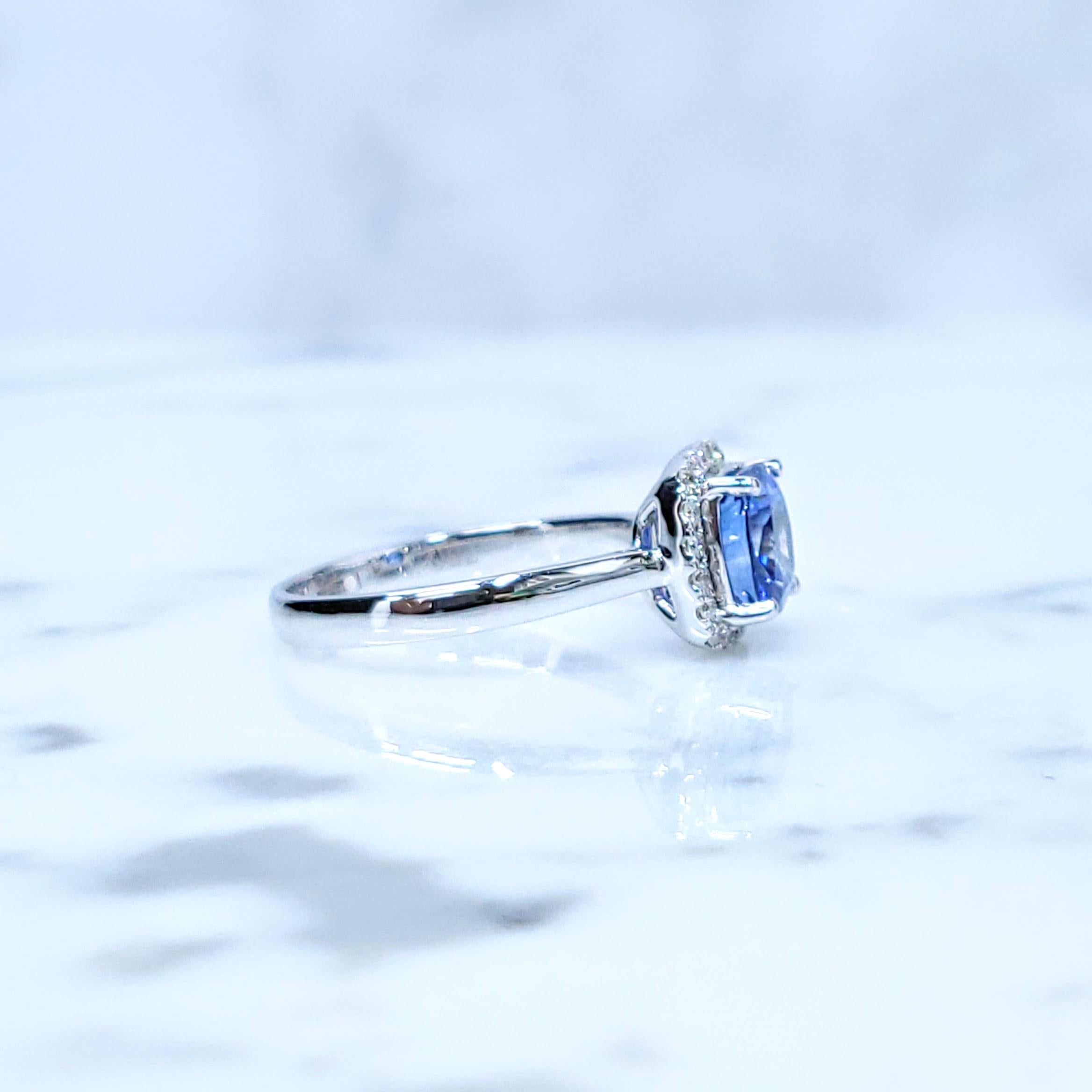 Anillo de zafiro y diamante de oro blanco de 18 quilates con certificado IGI de 2,02 quilates en venta 3