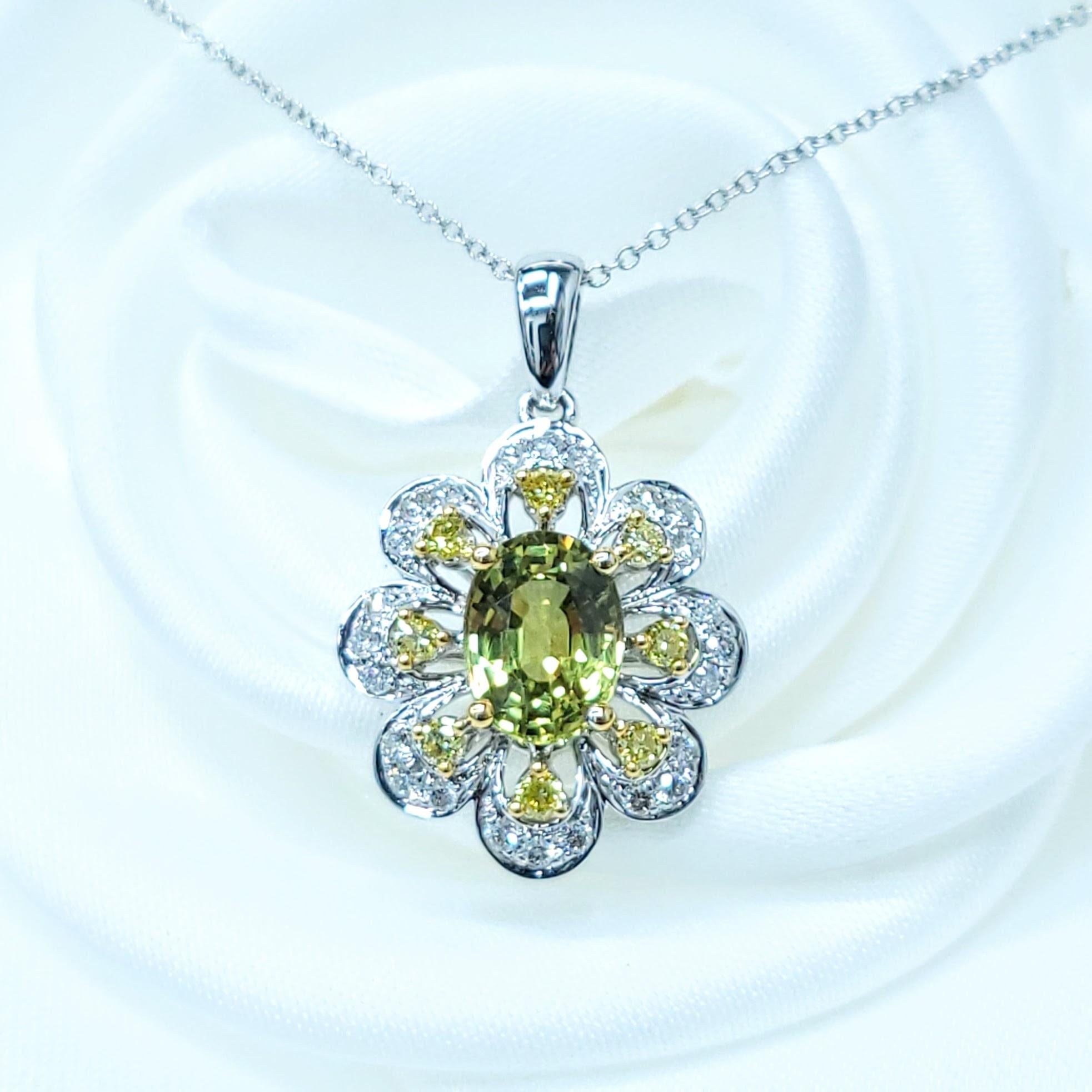 De las mujeres Colgante de zafiro y diamante de oro blanco de 18 quilates con certificado IGI de 2,02 ct sin calor en venta