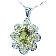 IGI Certified 2.02ct No Heat Sapphire and Diamond Pendant in 18K White Gold