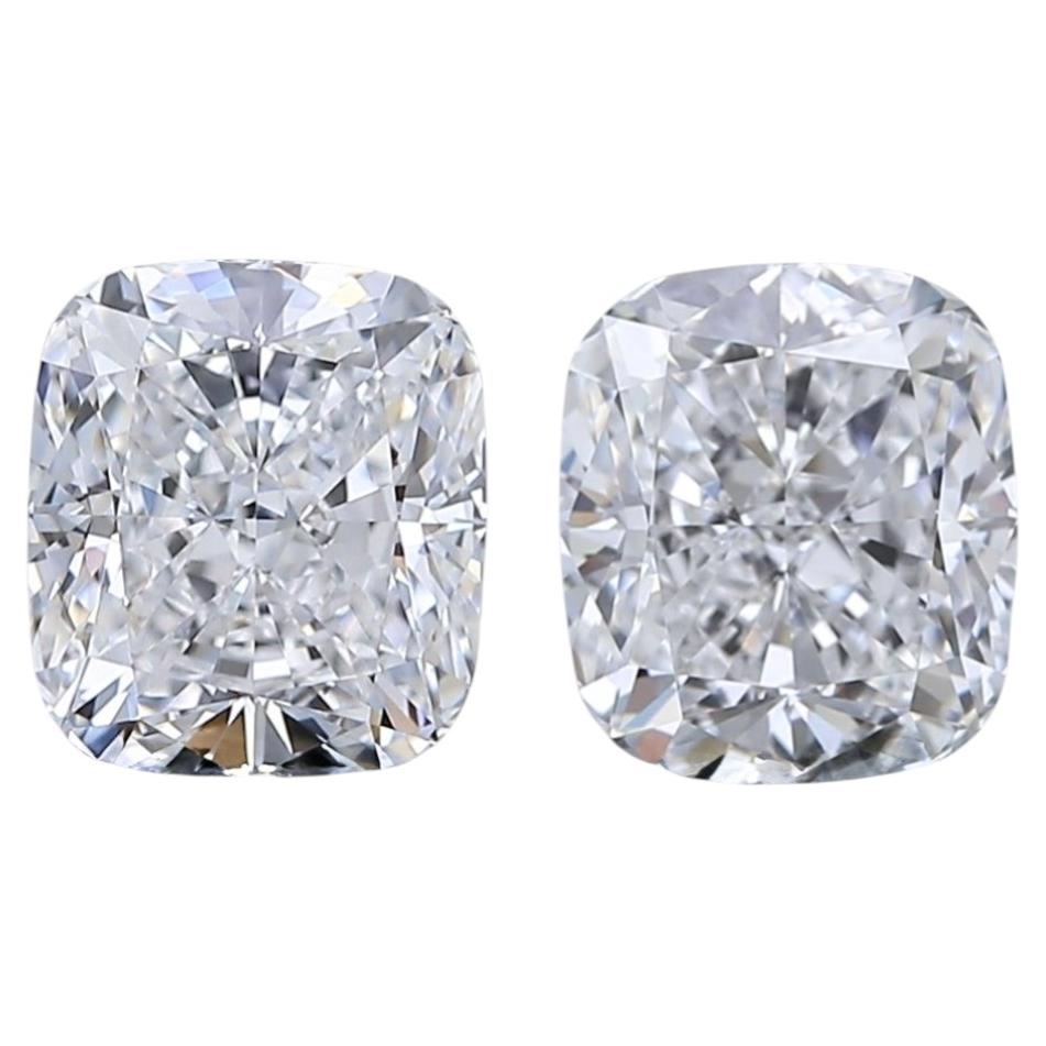 IGI Certified 2.02ct Pair of Cushion-Shaped Diamonds For Sale