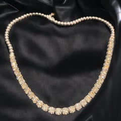 IGI Certified 20.38 Cts Round Brilliant Cut Diamonds Tennis Necklace in 14K Gold