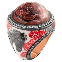 IGI Certified 2.04 Carat Natural Diamond Floral and Horse Motif Statement Ring