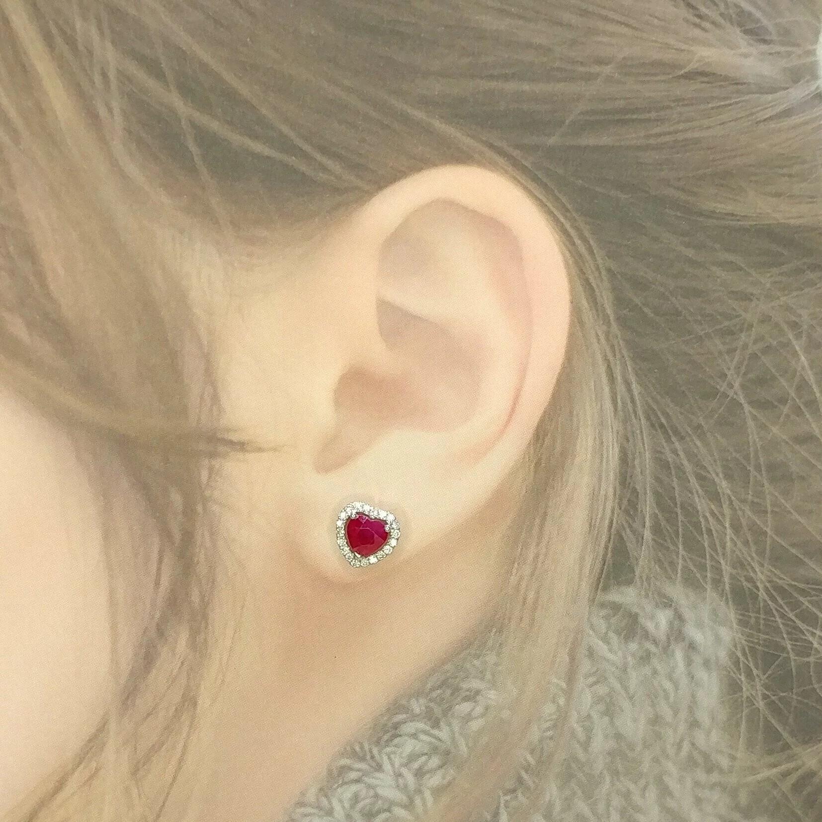 IGI Certified 2.08 Carat Burma Ruby & Diamond Earrings in 18K White Gold For Sale 4