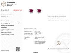 IGI Certified 2.08 Carat Burma Ruby & Diamond Earrings in 18K White Gold