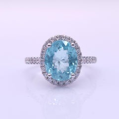 IGI Certified 2.08 Carat Paraiba & Diamond Ring in 18K White Gold