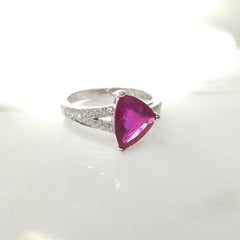 IGI Certified 2.09 Carat Ruby & Diamond Ring in 18K White Gold