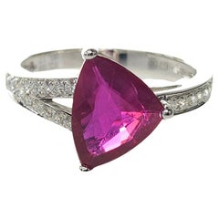 IGI Certified 2.09 Carat Ruby & Diamond Ring in 18K White Gold