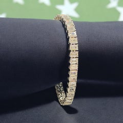 Bracciale tennis con diamanti smeraldo certificati IGI da 21 carati F/VS1 in oro bianco 18 carati