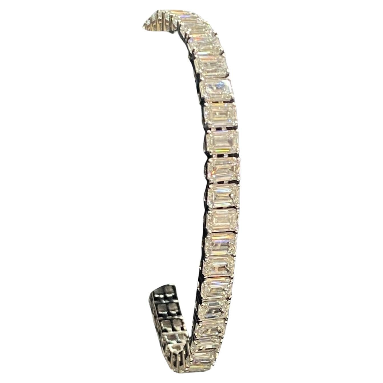 Diamantes talla esmeralda certificados IGI 21,00 quilates F/VS1 Pulsera de tenis