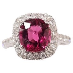 IGI Certified 2.11 Carat Tourmaline & Diamond Ring in 18K White Gold