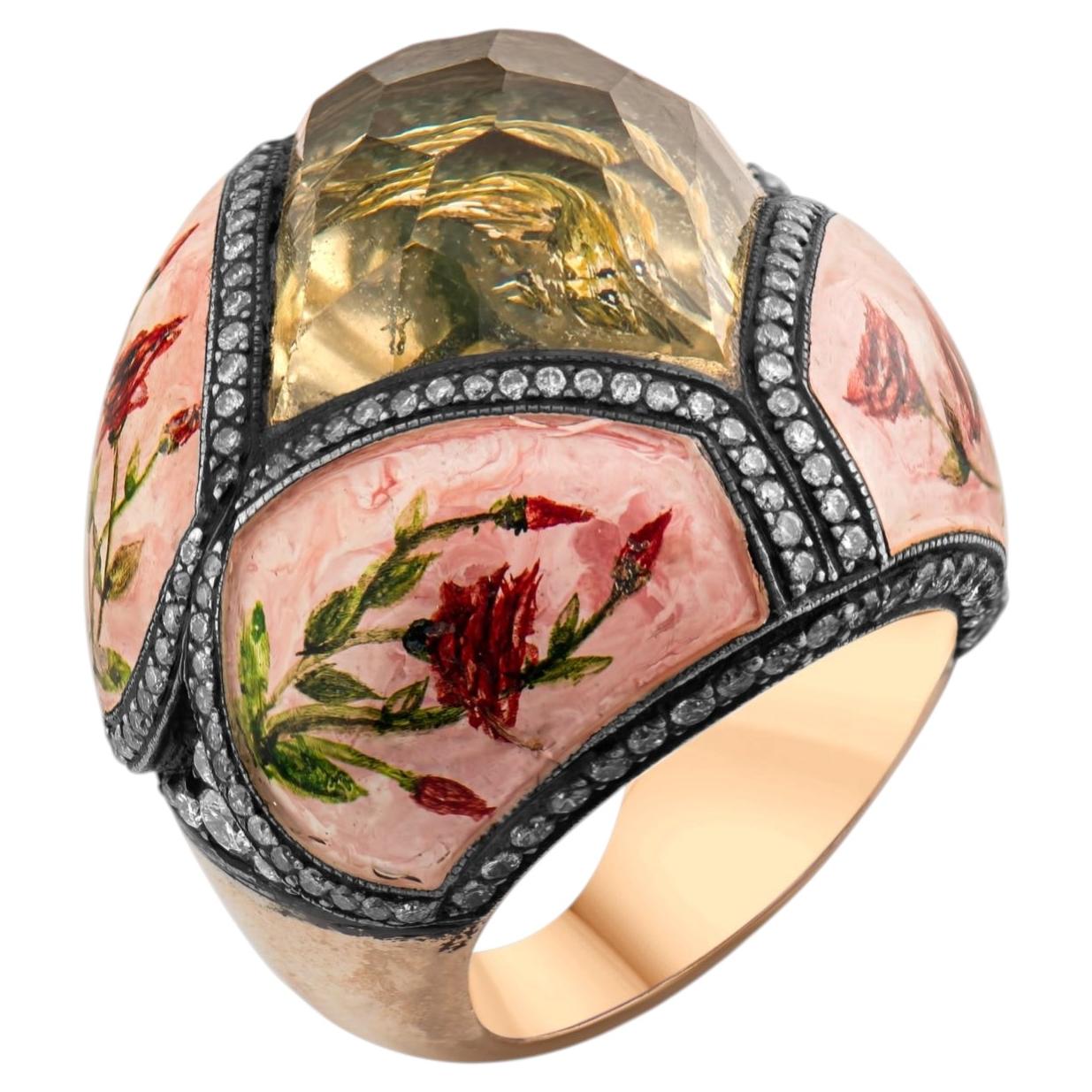 IGI Certified 2.12 Carat Natural Diamond Bird and Floral Motif Statement Ring