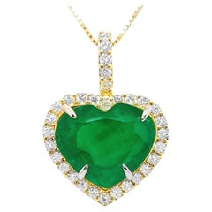 IGI Certified 21.20ct Colombia Emerald 1.60ct Diamonds 18K Yellow Gold Necklace