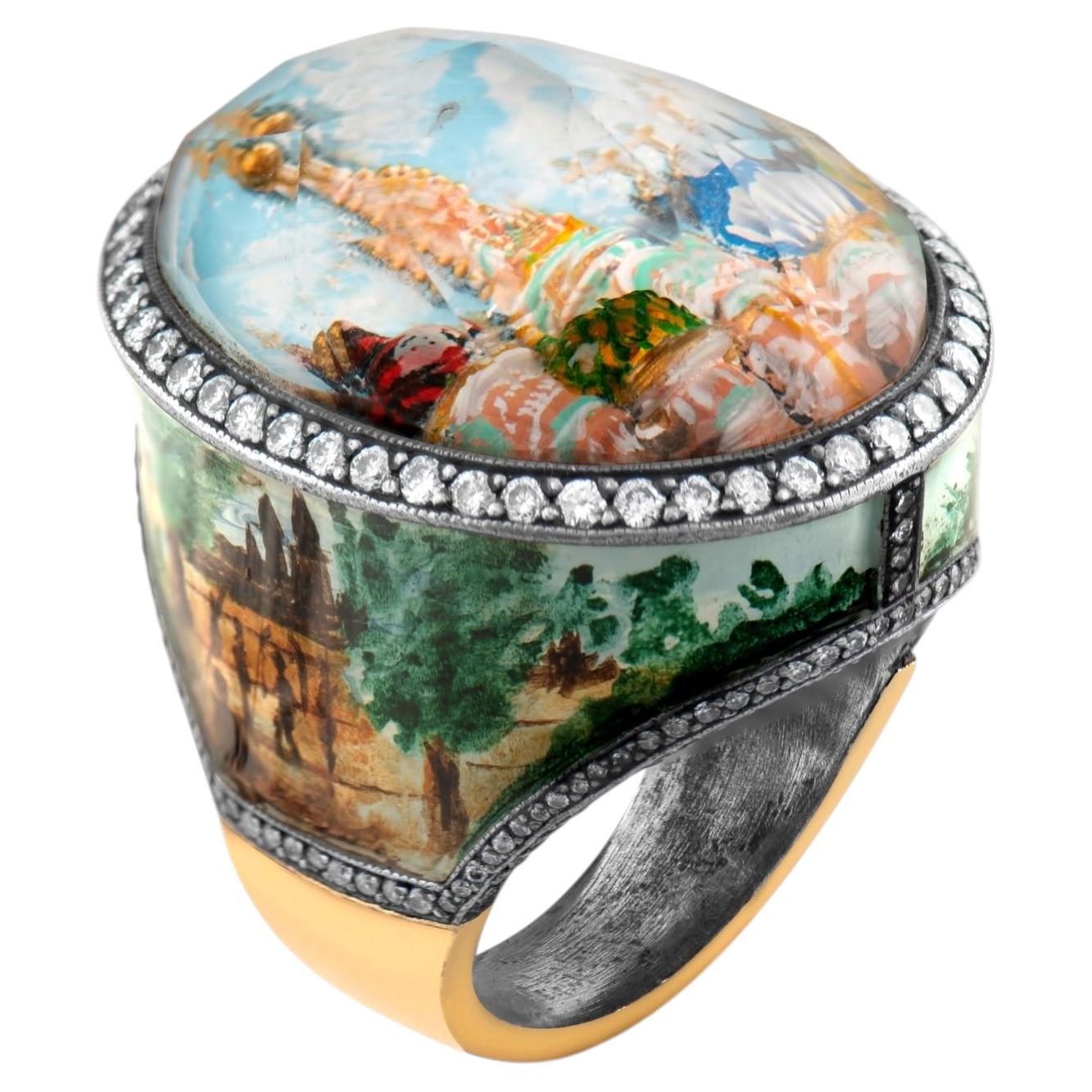 IGI Certified 2.13 Carat Natural Diamond Kremlin Motif Statement Ring