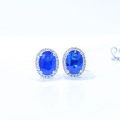 IGI Certified 2.13 Carat Sapphire and Diamond Earrings in 18K White Gold