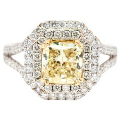 IGI Certified - 2.13 Carats Fancy Yellow Diamond Ring